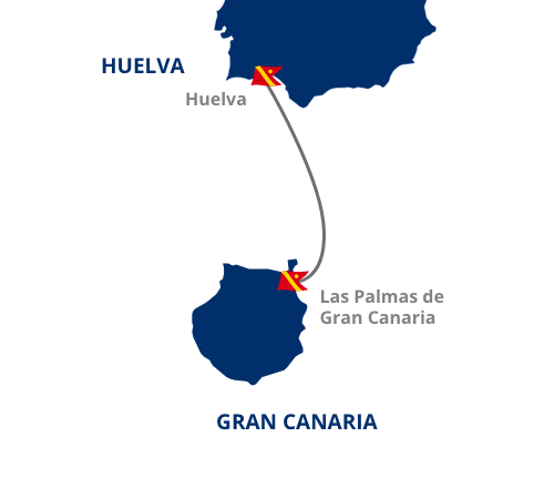 Ruta Gran Canaria - Huelva - Mapa