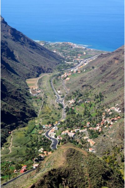 Vista aérea del Valle Gran Rey en La Gomera
